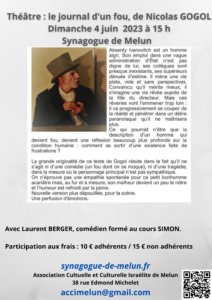 4 juin 2023 - Théâtre : Le journal d'un fou