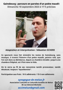 10 septembre 2023 - GAINSBOURG : parcours en paroles d'un poète maudit